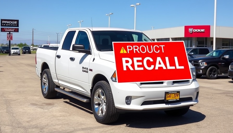 Chrysler Recall Tire Pressure Warning sign on a Dodge RAM truck