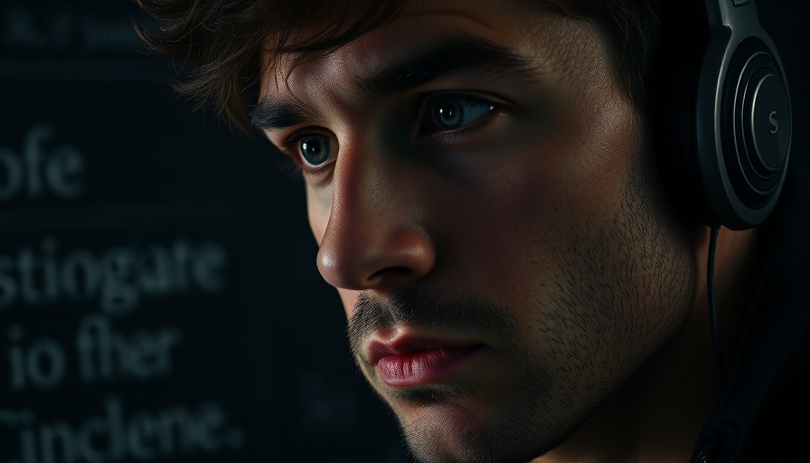 Moody podcast portrait, introspective mood, letter to my younger self.