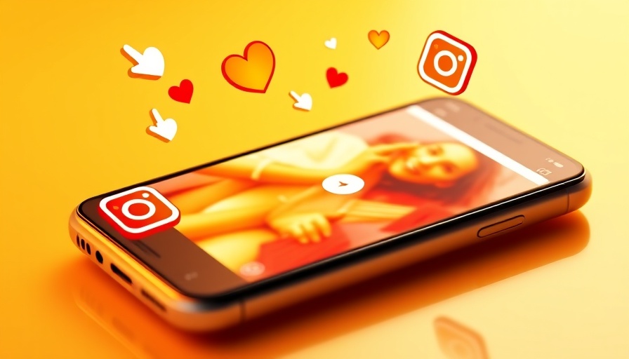 Social media video marketing concept with smartphone and Instagram logo.