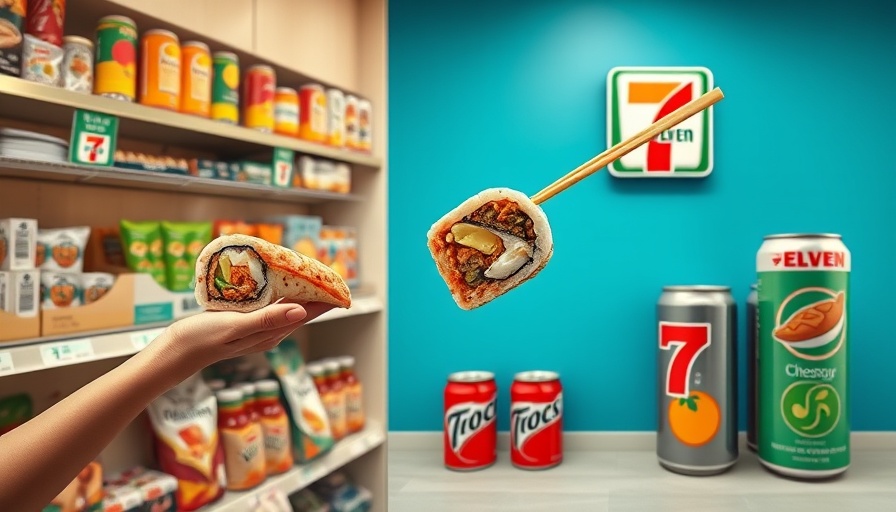 Collage showing global expansion strategies with convenience store products