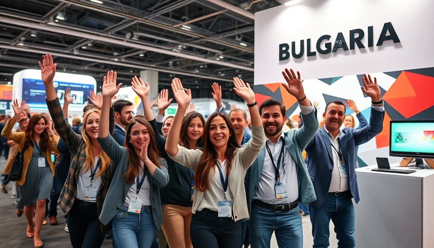 Bulgaria deeptech innovation event booth with excited participants.
