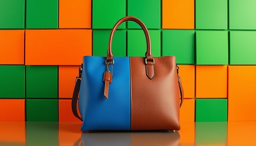 Colorful handbag with a digital geometric backdrop; Chinese manufacturers going viral on TikTok.