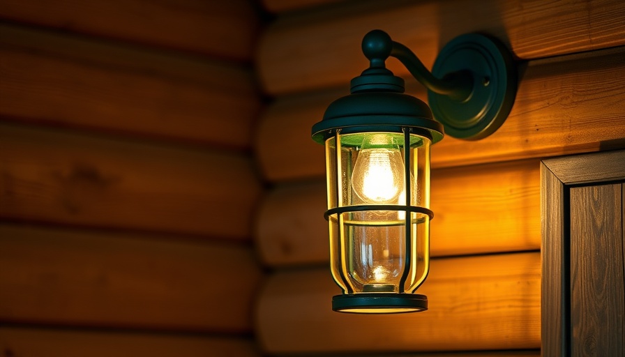 Close-up of a green porch light casting a serene glow.
