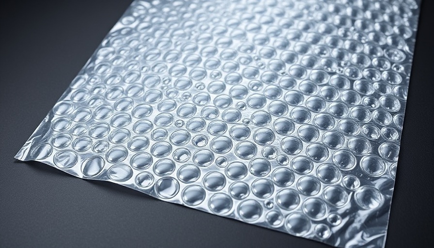 Bubble wrap showing its texture and pattern on a dark surface.