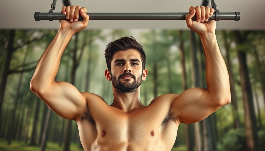 Longevity influencer performing a pull-up indoors.