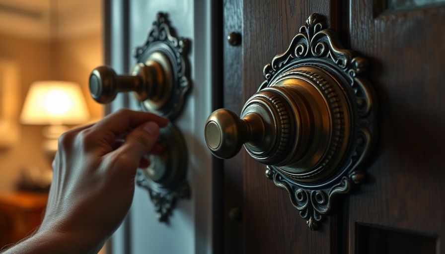 Hands repairing deadbolt and door knob lock for security comparison.