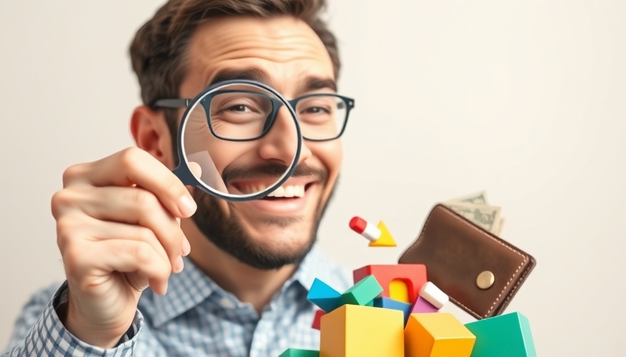 Personal branding visual with man, magnets, and money elements.