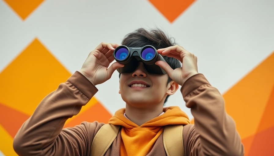 Future social media trends with phones and binoculars.