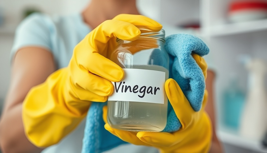 Person with gloves holding a vinegar jar and cloth, Things You Should Never Clean With Vinegar.