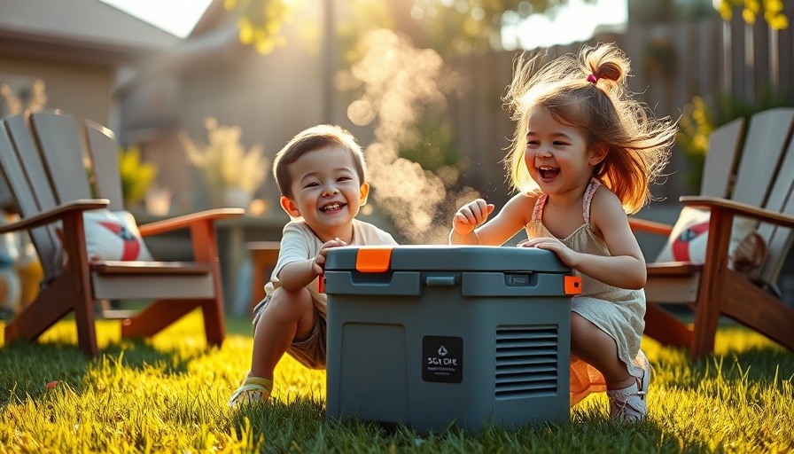 Children enjoying Solo Stove Windchill Cooler in sunny backyard.