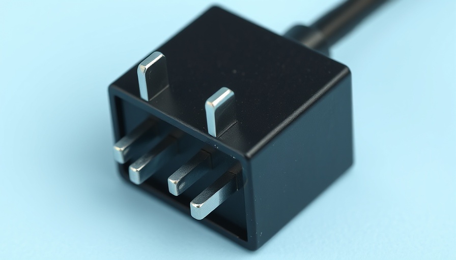 Close-up image of an automotive bypass relay on blue background.