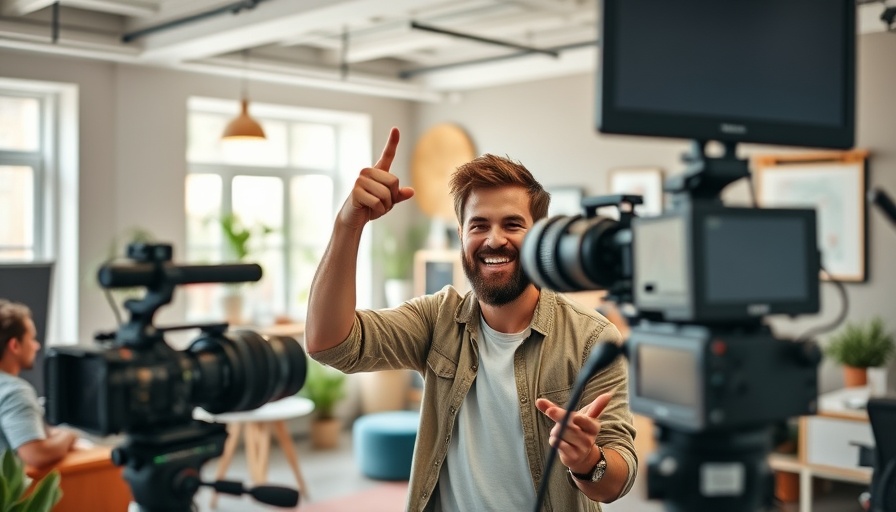 Content creator on video marketing channels in a modern workspace.