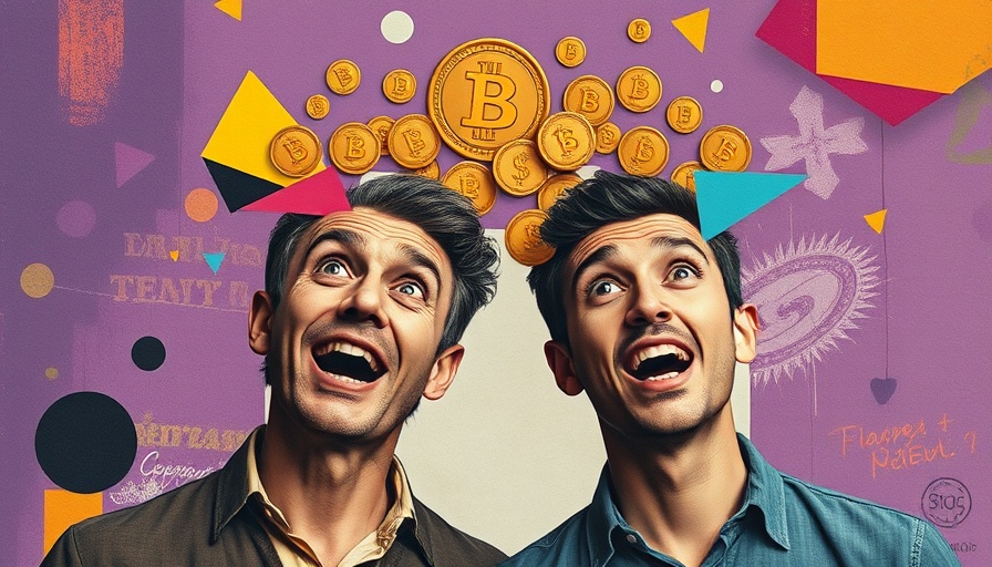 Surreal art of expressive men with ideas and coins, vibrant collage