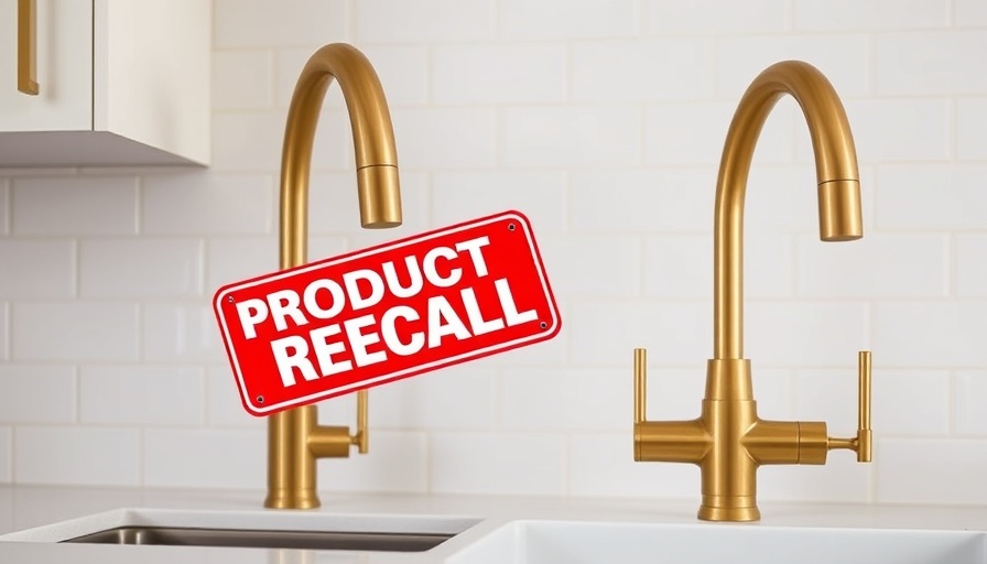Amazon Faucets Lead Contamination Recall: Gold faucets with recall sign.