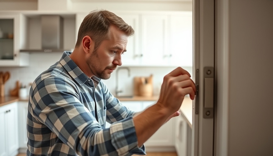 Man installing Euro hinges on kitchen cabinet for a precise fit.