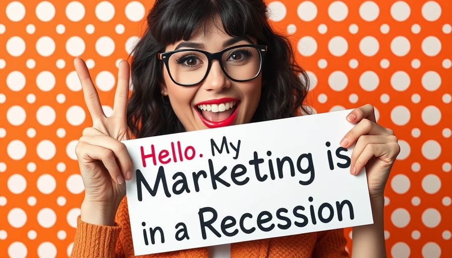 Optimistic woman holding 'Marketing during recession' sign, vibrant pop art style