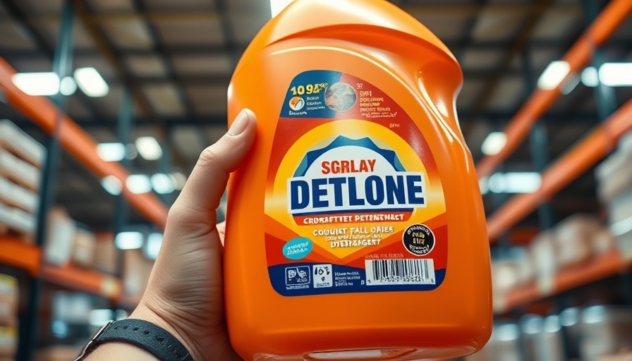 Costco laundry detergent bottle in store aisle.