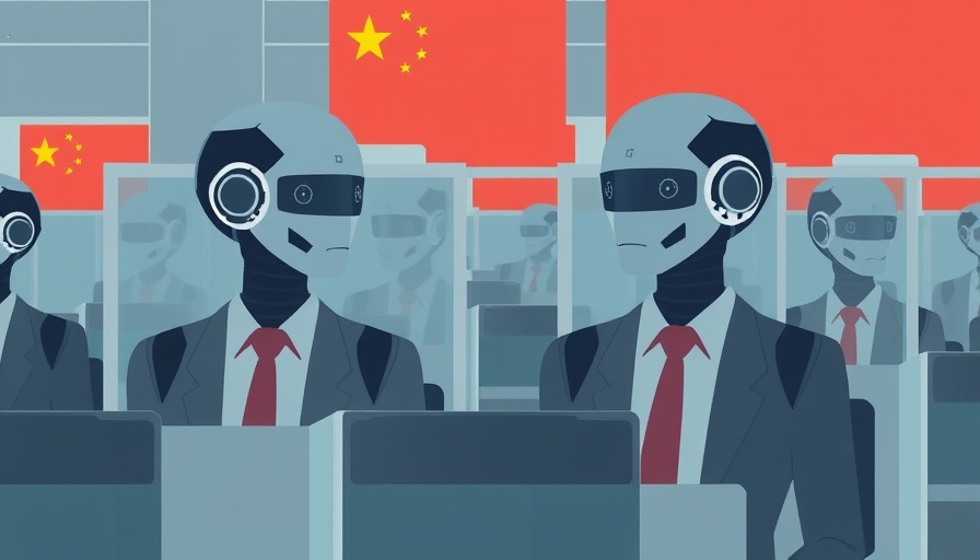 Digital art of AI chatbots in office cubicles, China theme
