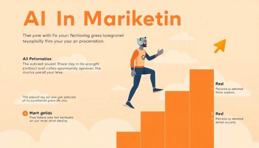 AI in Marketing infographic with success graph and trophy.