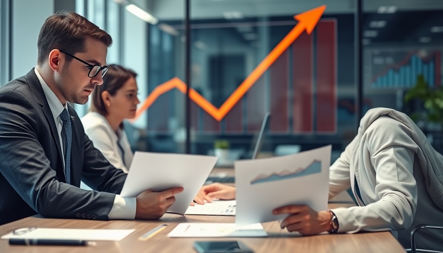 Two professionals analyzing charts, recession marketing tactics in focus.