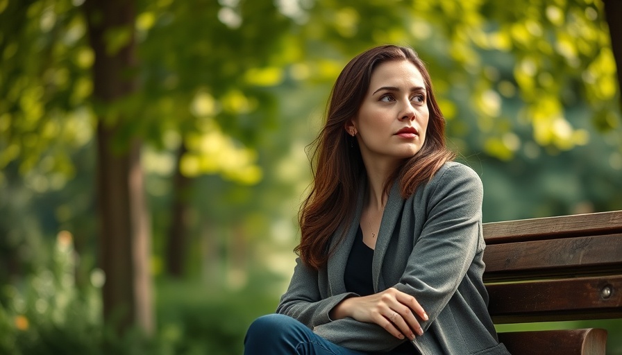 Contemplative woman sitting in park, AI in Urban Governance.