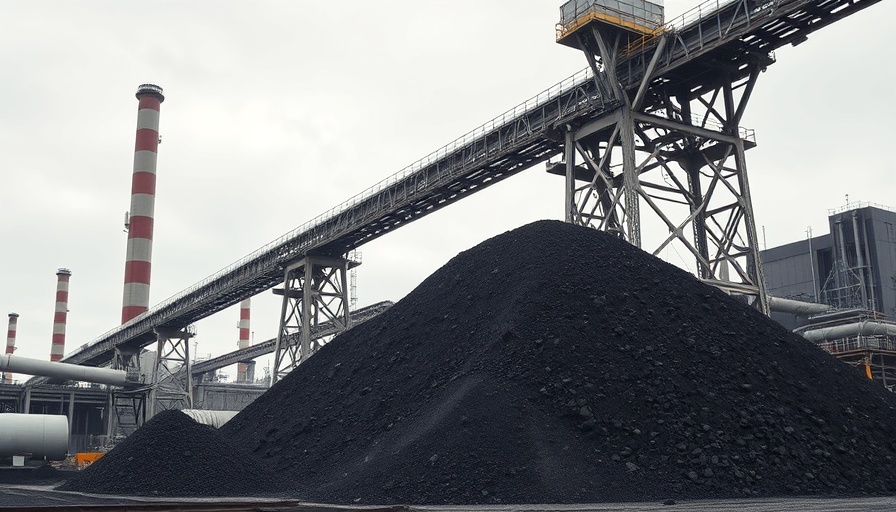 Industrial power plant in Puerto Rico with coal pile and AI focus.