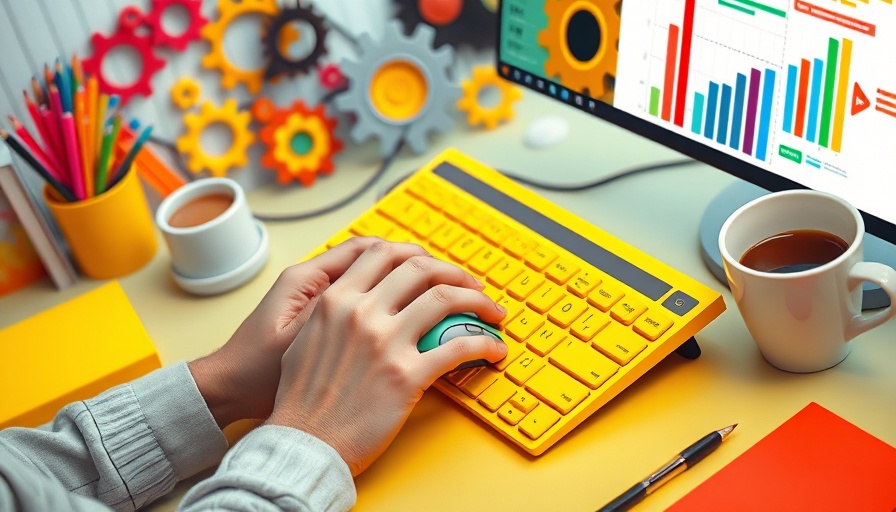 AI prompt examples for marketers in a vibrant workspace layout.