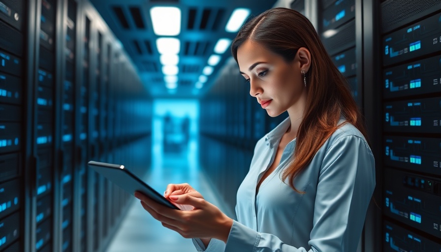 Professional woman in European data center, illustrating AI applications.
