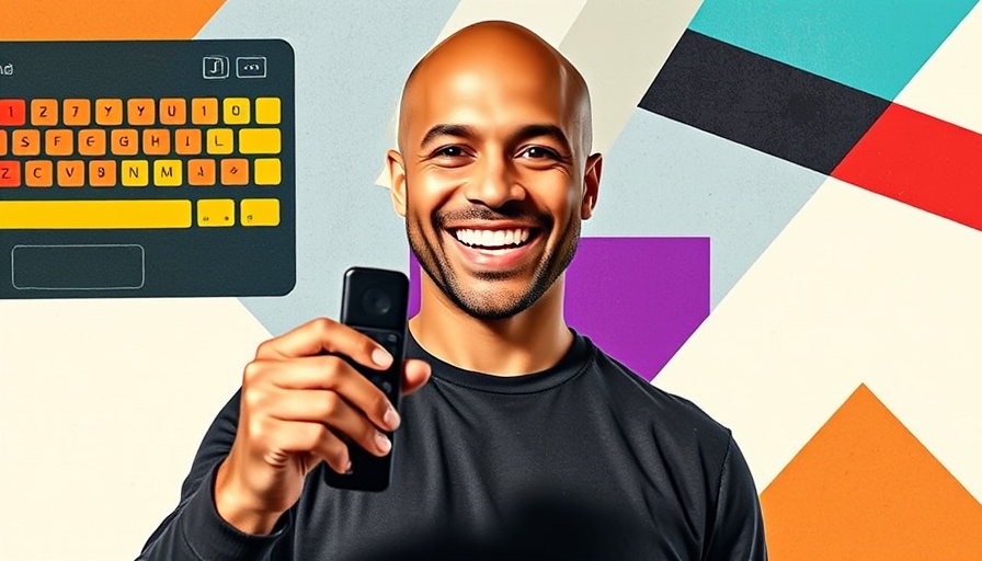 Energetic man presenting startup branding strategies with colorful abstract design.