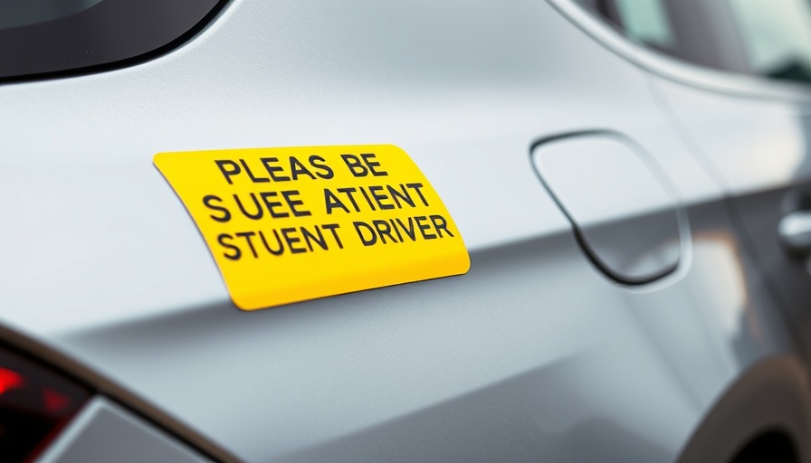 Yellow student driver sticker on car, illustrating effectiveness.