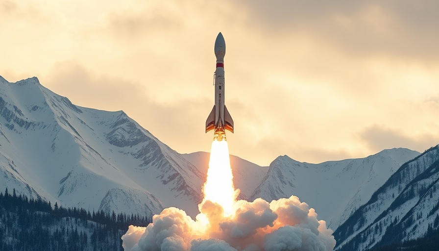 Isar Aerospace rocket launch amidst snowy mountains.