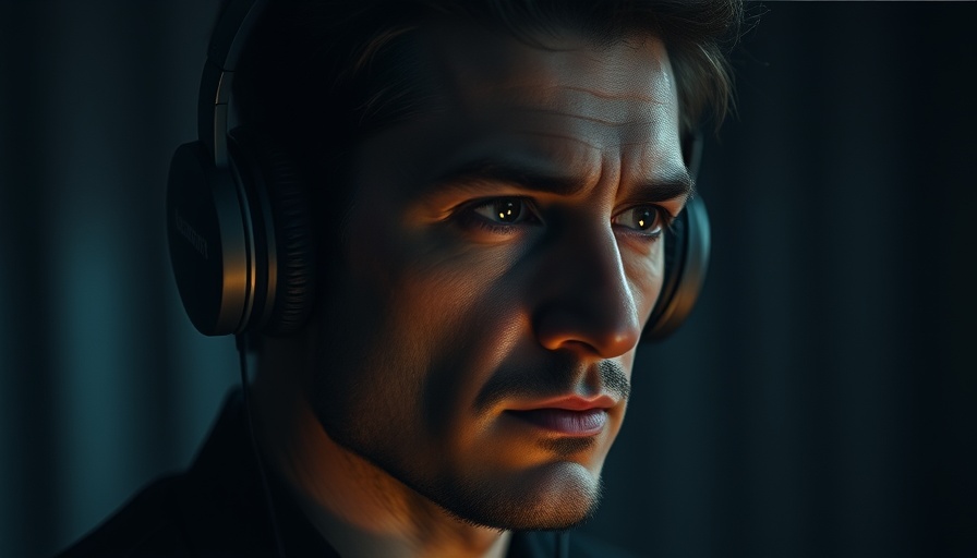 Moody portrait with headphones, embodying 'Stop Waiting Start Becoming' theme.