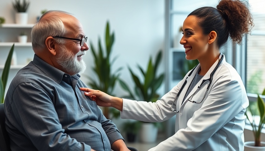 Doctor examining patient in clinic.