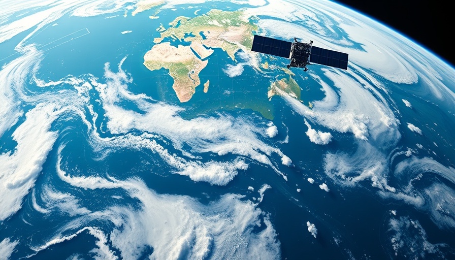 AI satellite orbiting Earth for toxic algae tracking.