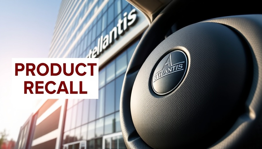 Stellantis Airbag Recall notice on corporate building.