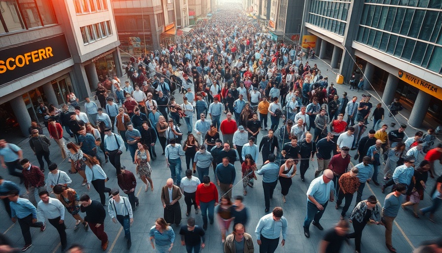 Aerial view of crowd and digital lines representing modern iPaaS solutions.