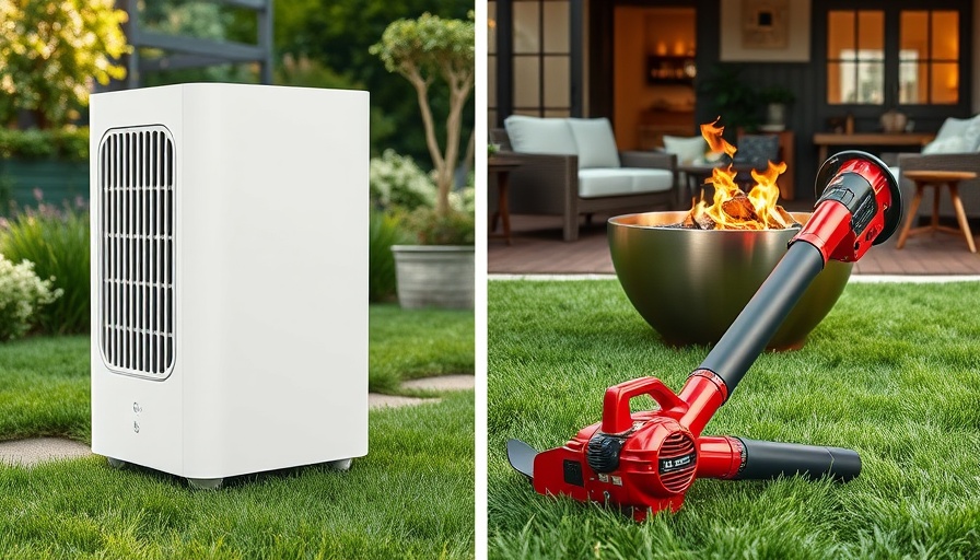 Collage of best Prime Day alternatives: air purifier, fire pit, leaf blower.