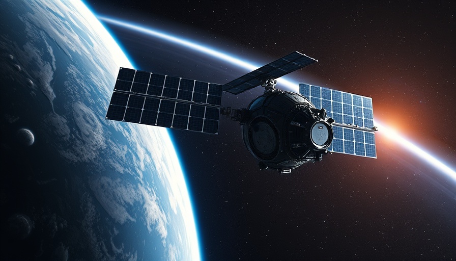 AI satellites observing Earth from space, advanced technology.