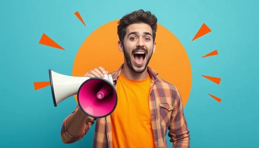Young man with megaphone promoting HubSpot Marketing Hub pricing.