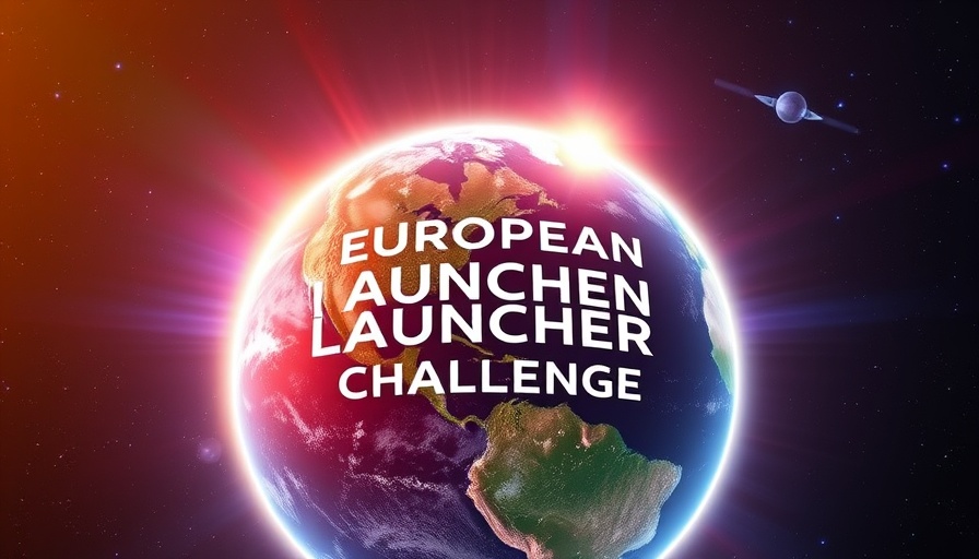 Futuristic European Launcher Challenge logo over Earth, digital patterns.