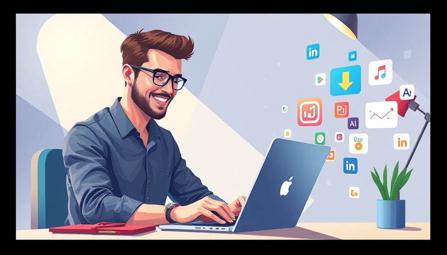 Professional using laptop with software icons representing AI tools for Excel.