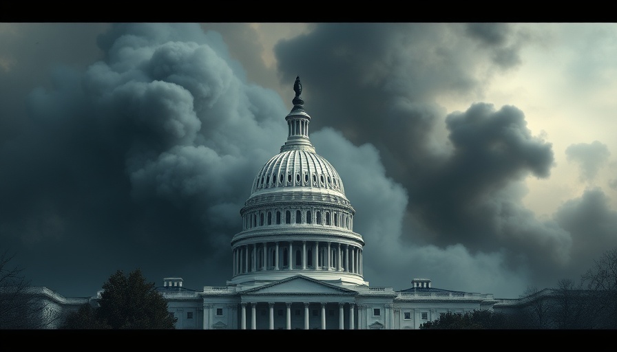 US Capitol engulfed by smoke, symbolizing climate challenges and political impacts.