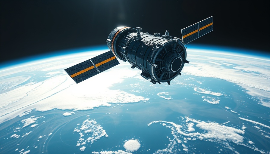 AI satellite technology depicted with a satellite orbiting Earth.