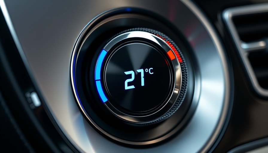 Car climate control dial set to 21°C, cool down your car.