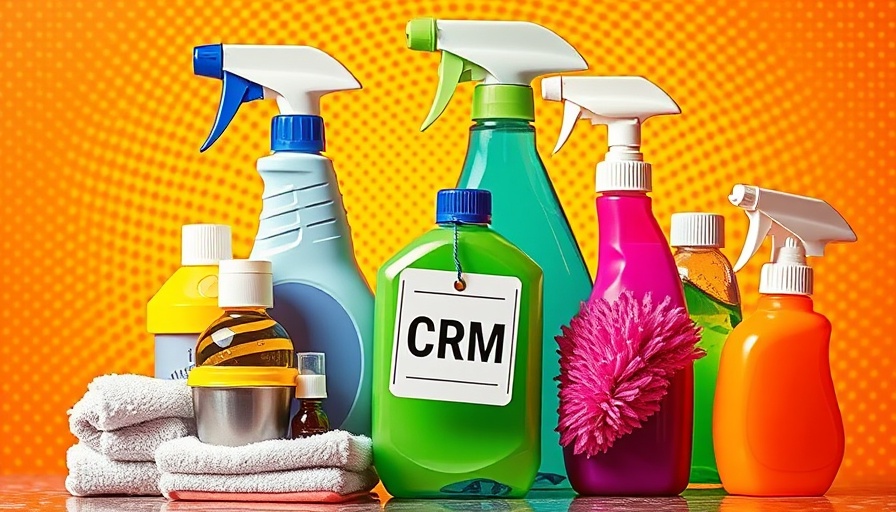 Retro style image of CRM cleaning tools for Best CRMs for Cleaning Businesses 2025.