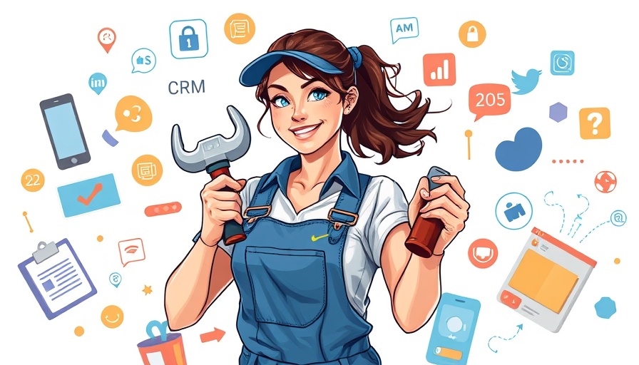 Illustration of a plumber with CRM tools, best CRM for plumbers in 2025.