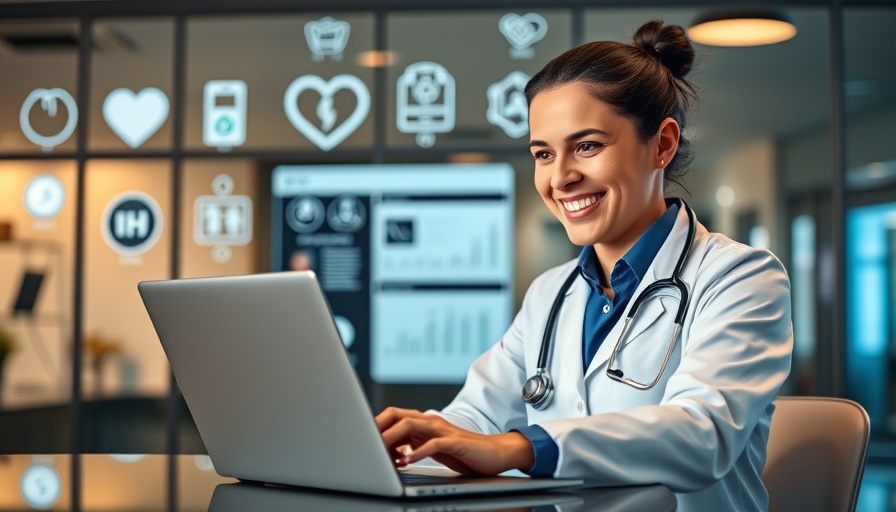 Healthcare CRM software 2025 interface with professional using laptop.