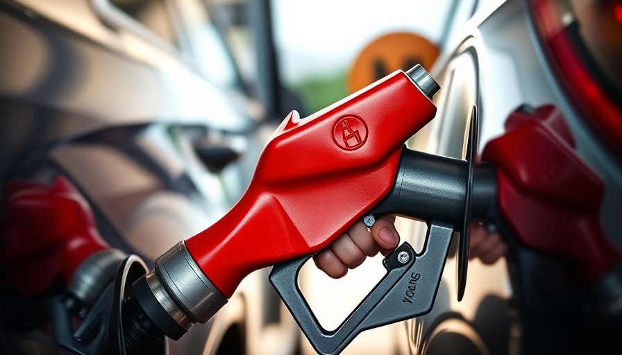 Person pumping gas at a New Jersey gas station, close-up of red nozzle.