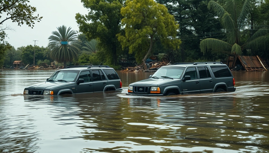 Flooded vehicles showing how just a few inches of water can trigger a flash flood