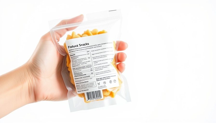 Microbial protein snack pouch held in hand, future snacks innovation.